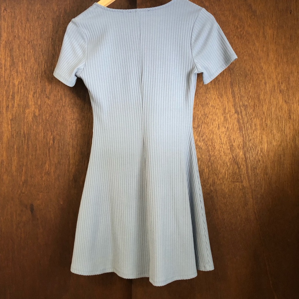 Forever 21 Light Blue Ribbed Twist-Front Mini Dress - Picture 2 of 10